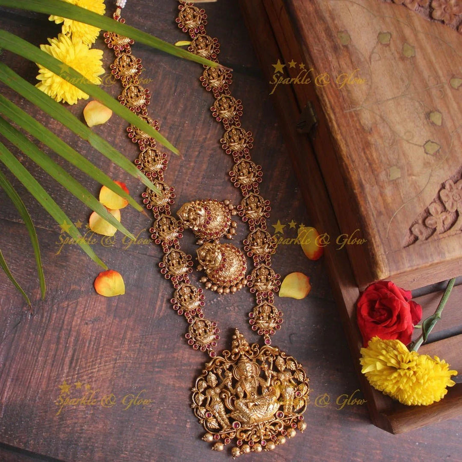 Gold alike Lakshmi exquisite haram - Pink - Sparkle and Glow