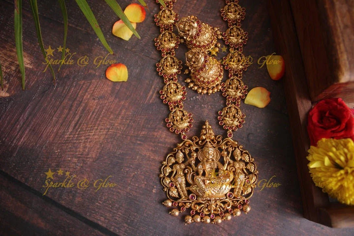 Gold alike Lakshmi exquisite haram - Pink - Sparkle and Glow