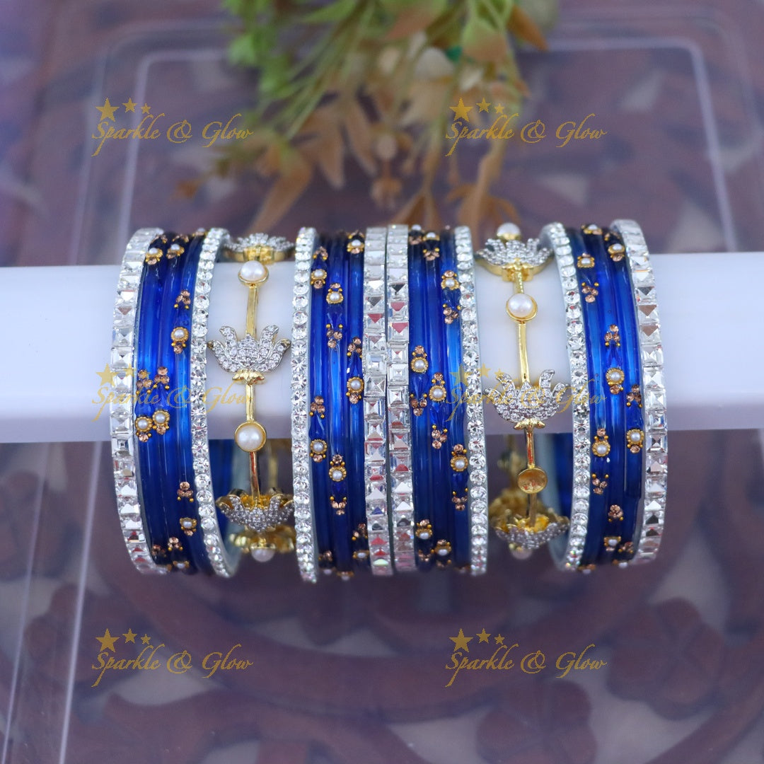 Vibrant Elegance: Gold & Orange Designer Bangles Set