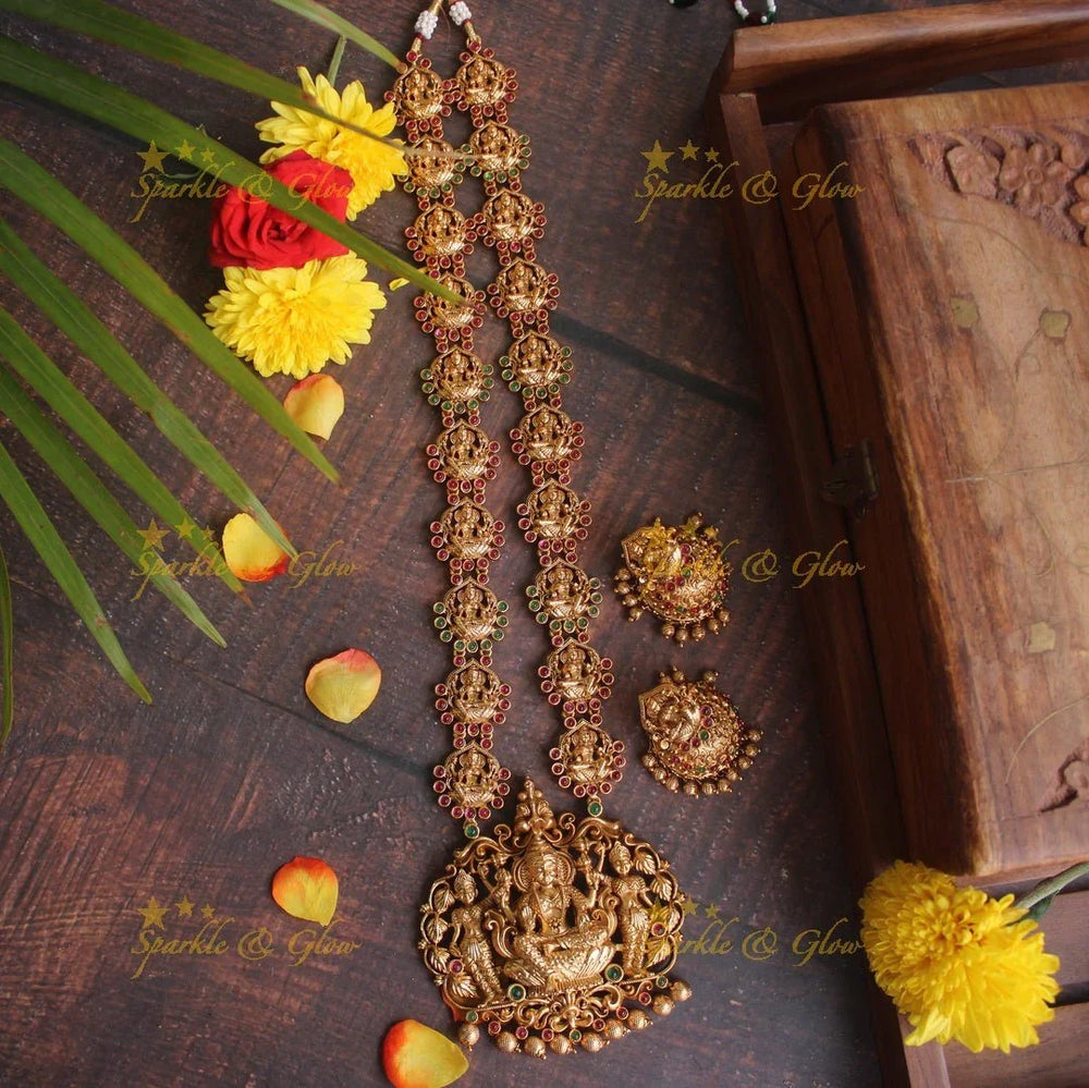 Gold alike Lakshmi exquisite haram - Pink - Sparkle and Glow