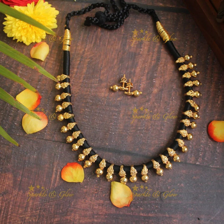 Statement gold alike moggapoo thread necklace - Sparkle and Glow