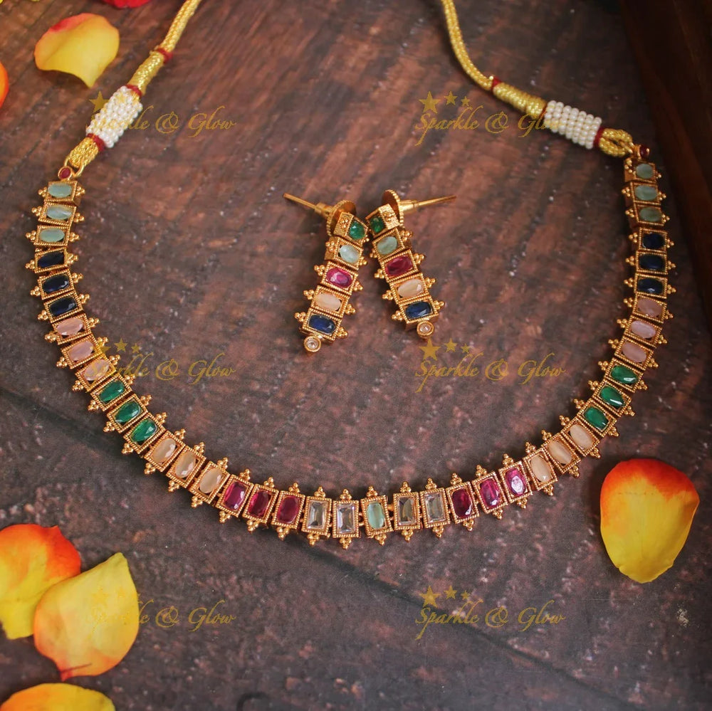 Premium matte kemp necklace - Pink Green - Sparkle and Glow
