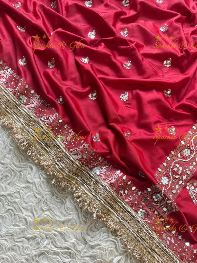 Luxurious Banarasi Katan Saree with Gold Zari Embroidery