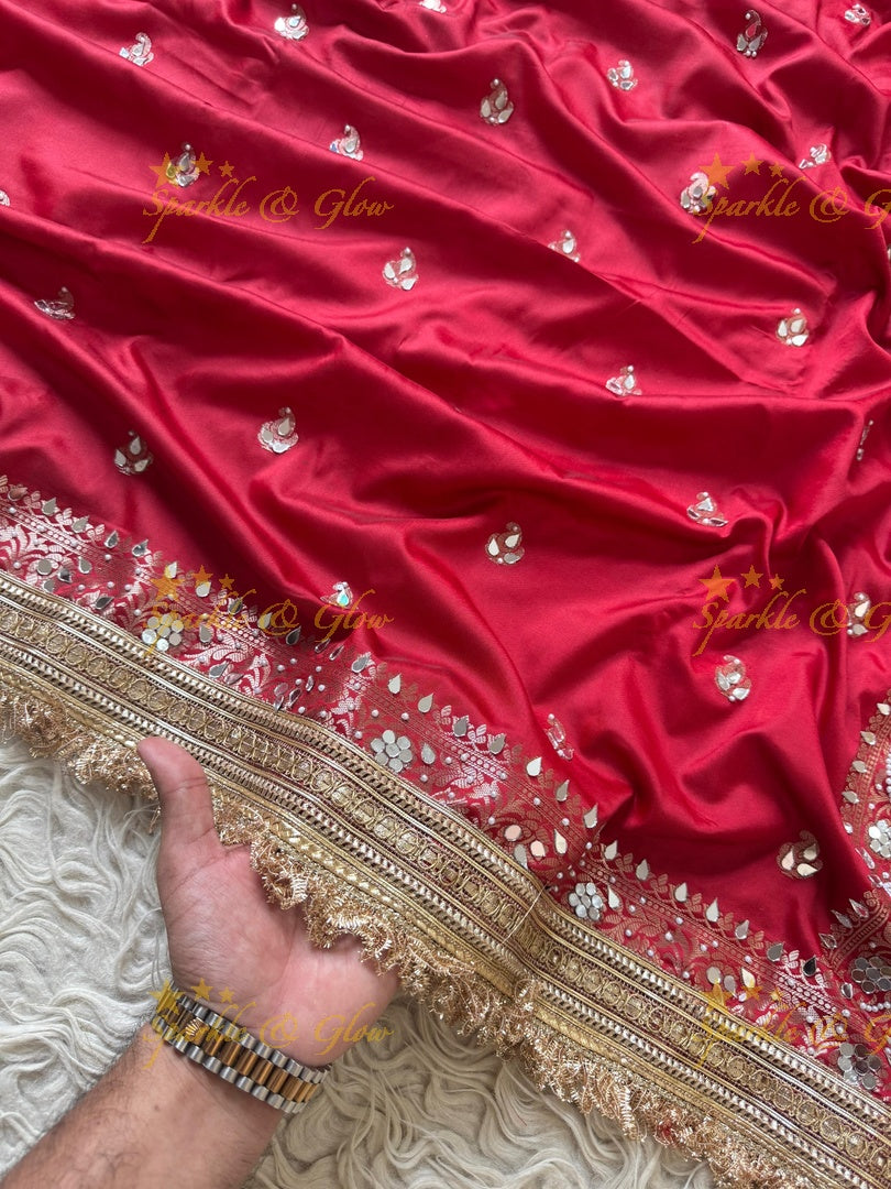 Luxurious Banarasi Katan Saree with Gold Zari Embroidery