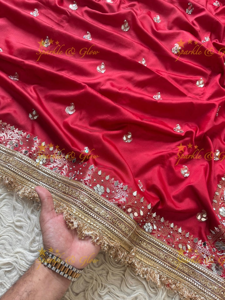 Luxurious Banarasi Katan Saree with Gold Zari Embroidery