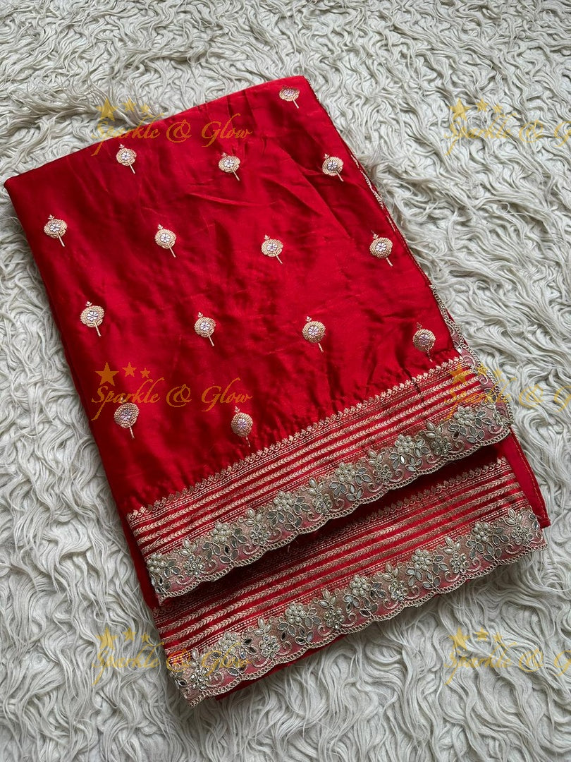 Exquisite Red Banarasi Tissue Organza Saree