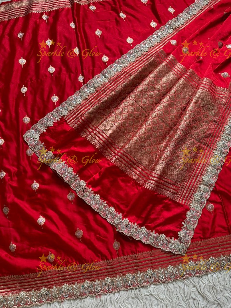 Exquisite Red Banarasi Tissue Organza Saree