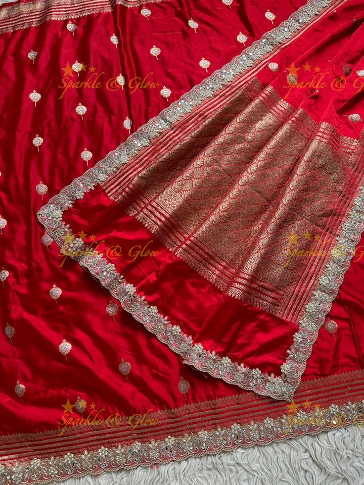 Exquisite Red Banarasi Tissue Organza Saree