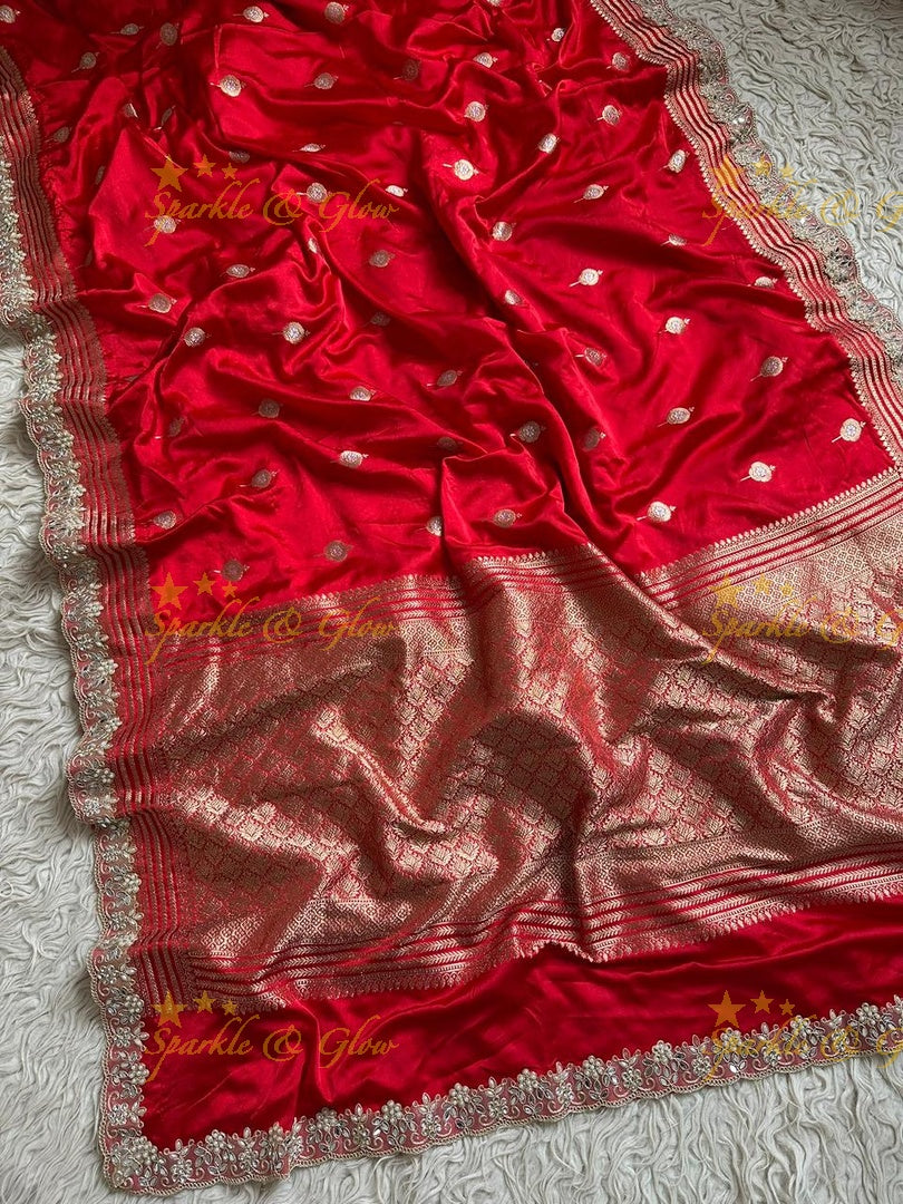 Exquisite Red Banarasi Tissue Organza Saree