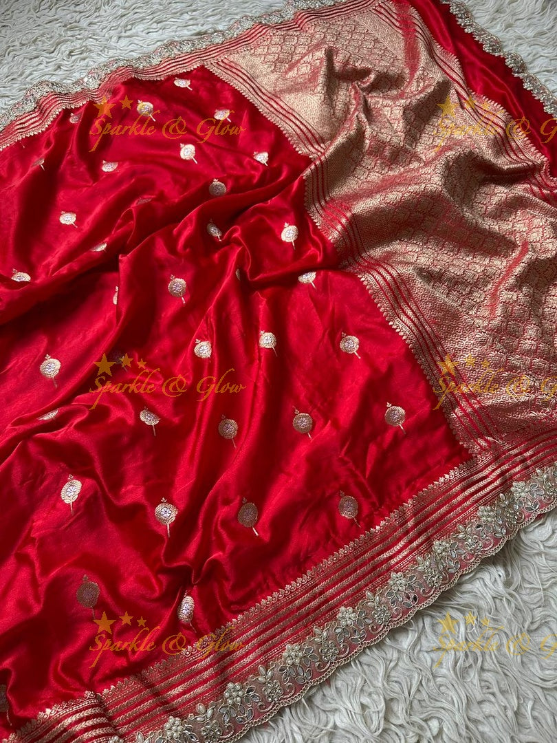 Exquisite Red Banarasi Tissue Organza Saree