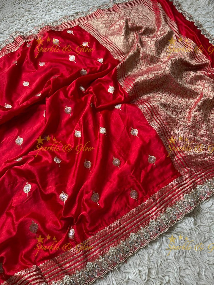 Exquisite Red Banarasi Tissue Organza Saree