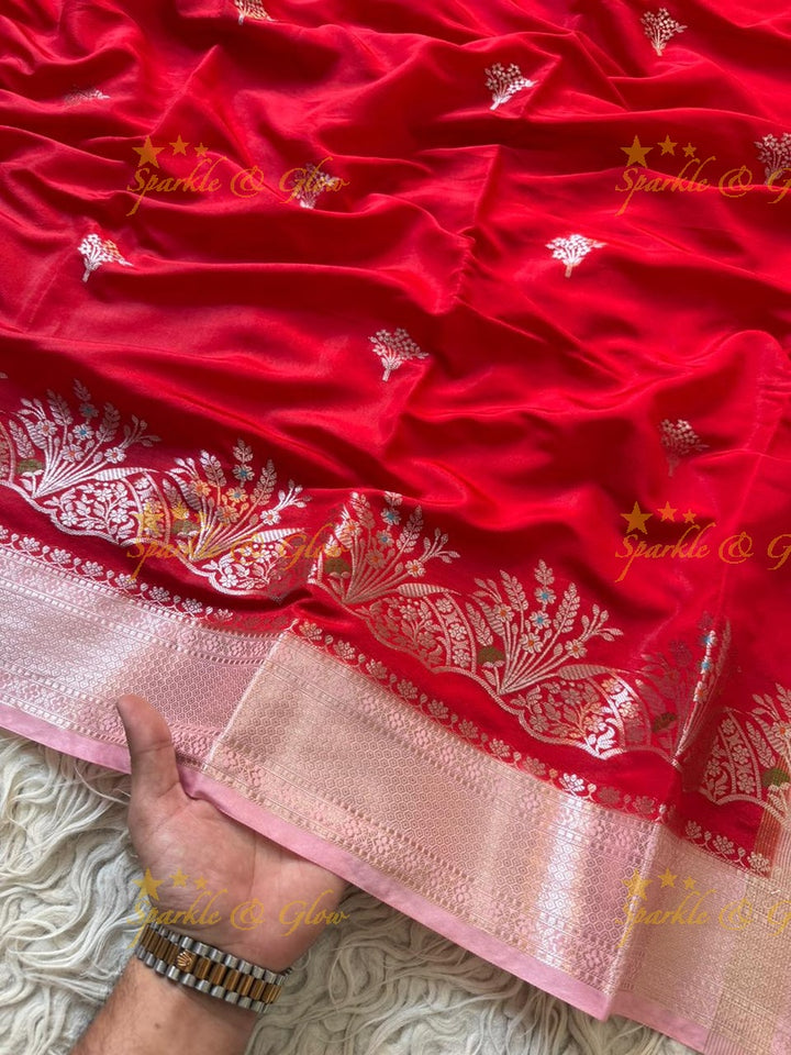 Exquisite Red Banarasi Saree - Perfect for Weddings