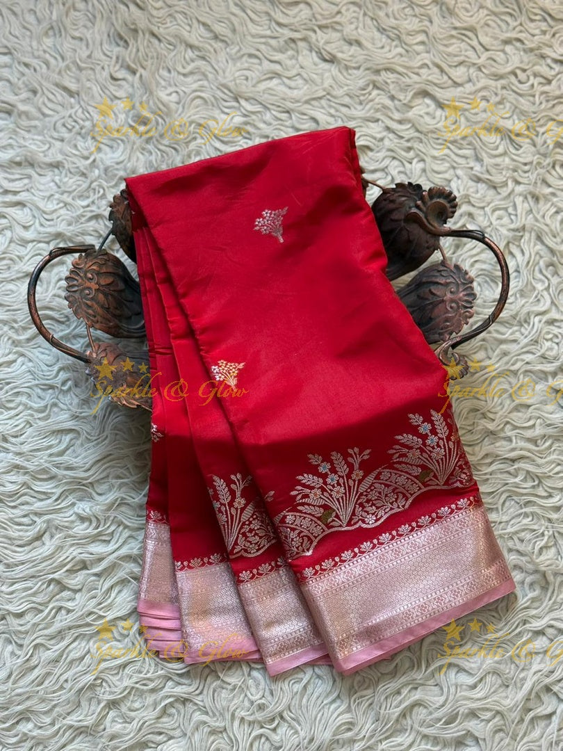 Exquisite Red Banarasi Saree - Perfect for Weddings