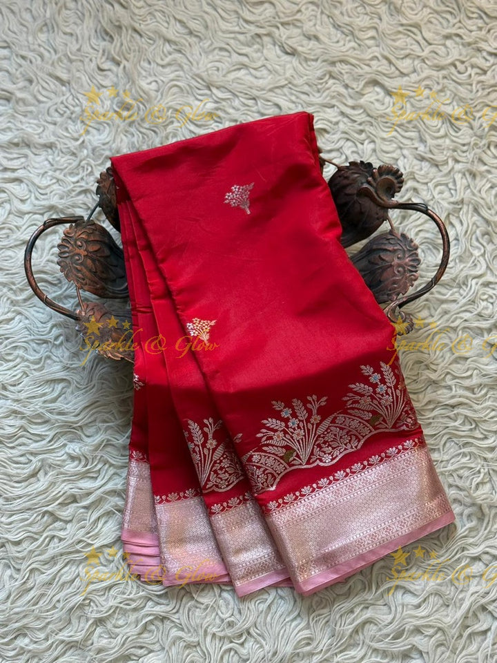 Exquisite Red Banarasi Saree - Perfect for Weddings