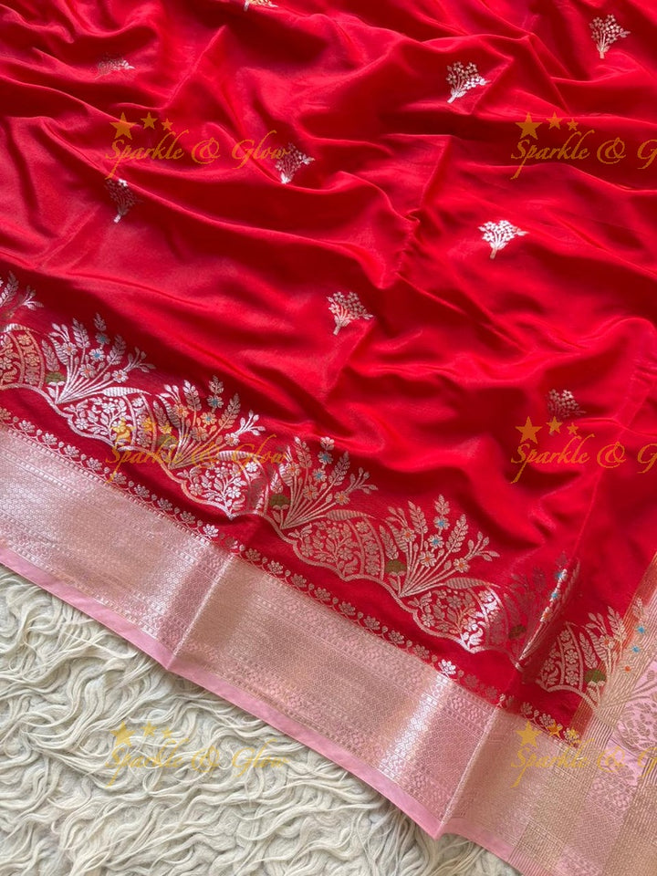 Exquisite Red Banarasi Saree - Perfect for Weddings