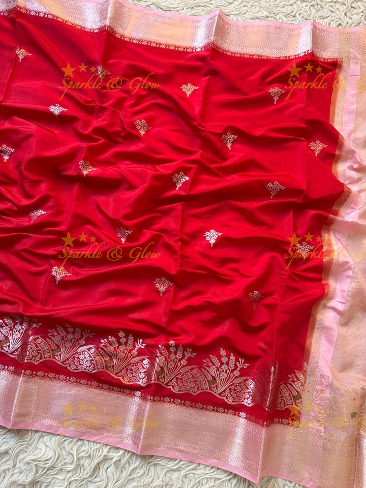 Exquisite Red Banarasi Saree - Perfect for Weddings