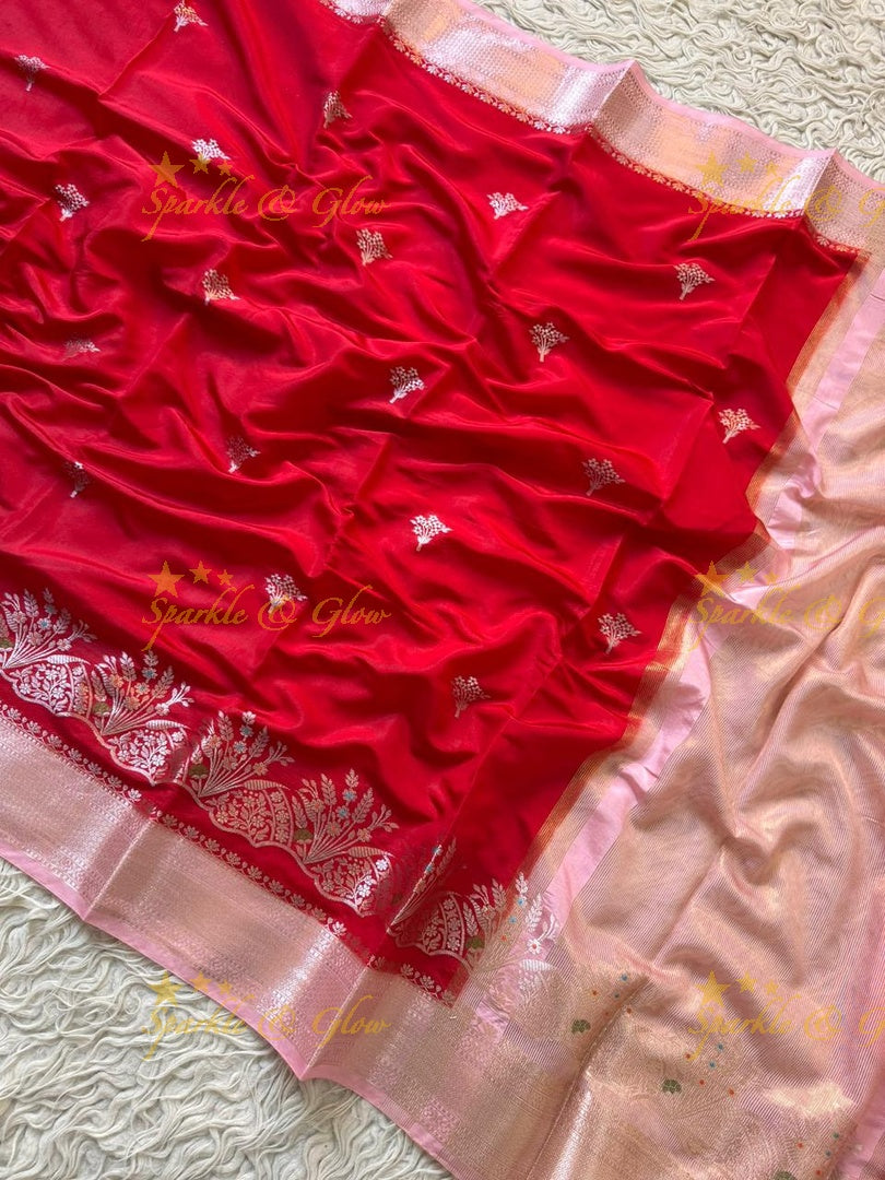 Exquisite Red Banarasi Saree - Perfect for Weddings