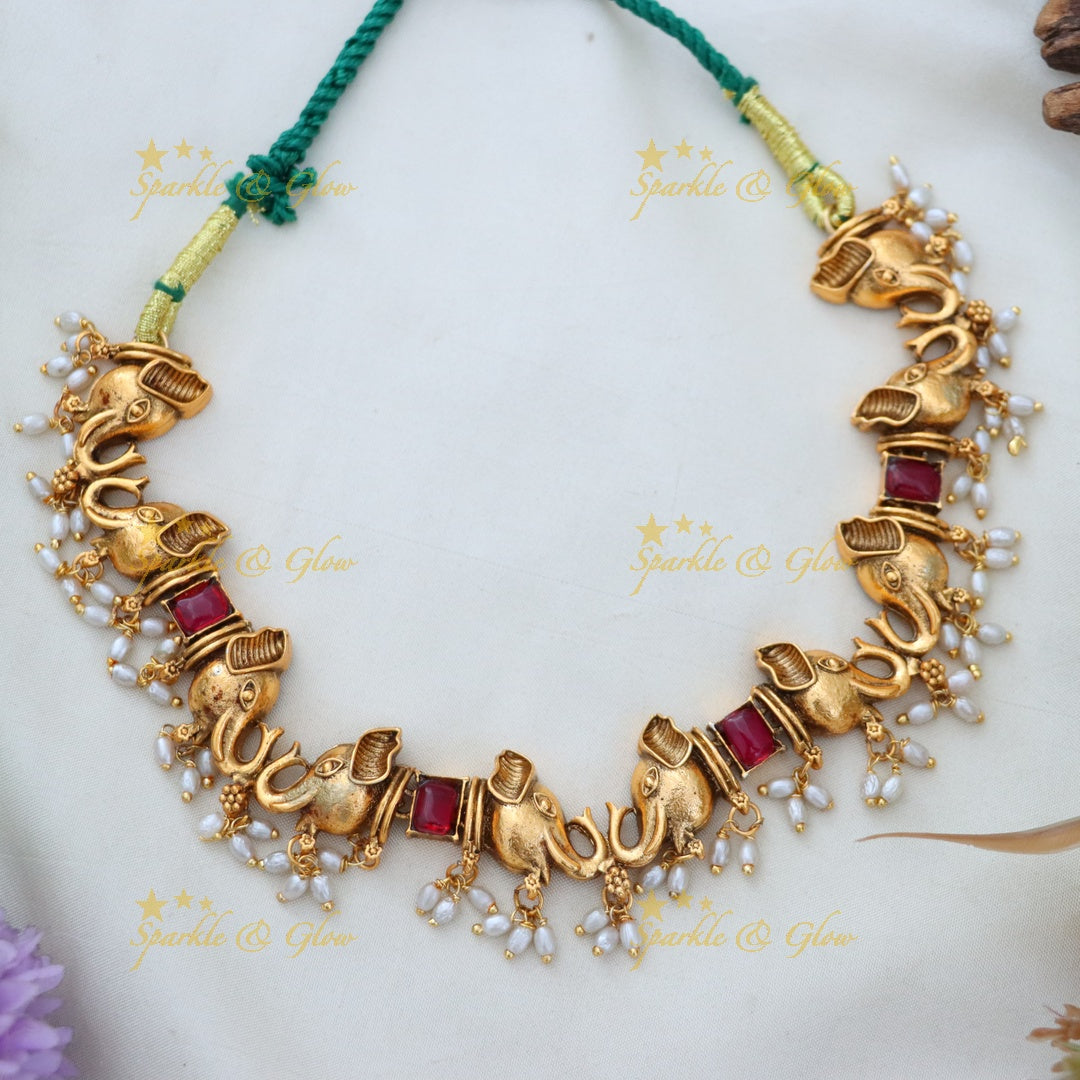 Gold Plated Short Necklace for Festive Celebrations