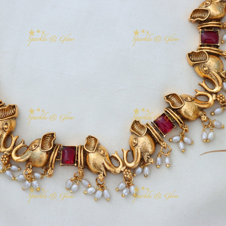 Gold Plated Short Necklace for Festive Celebrations