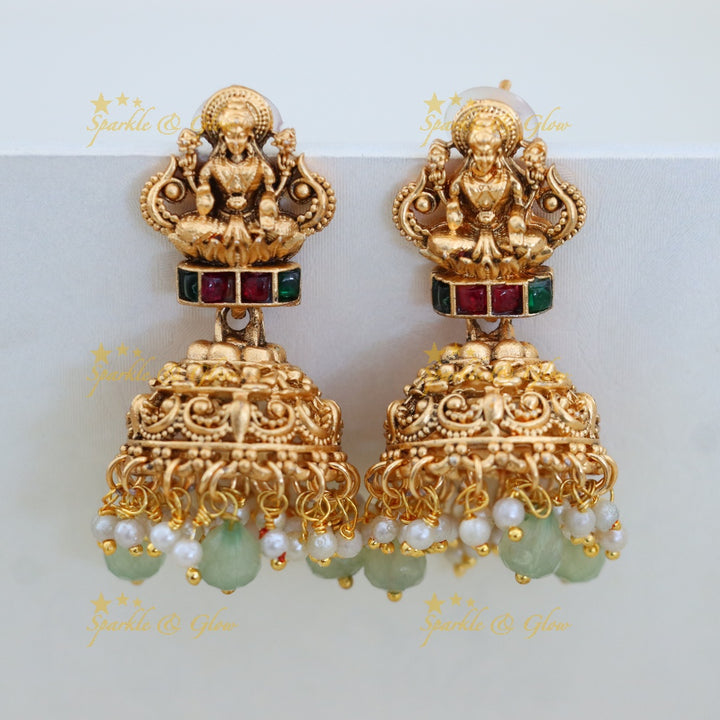 Exquisite Lakshmi Peacock Green Beads Bridal Jewellery