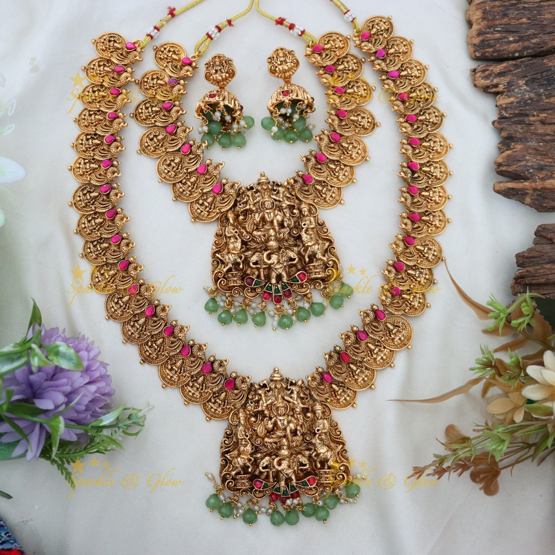 Exquisite Gold Temple Bridal Necklace Set for Weddings