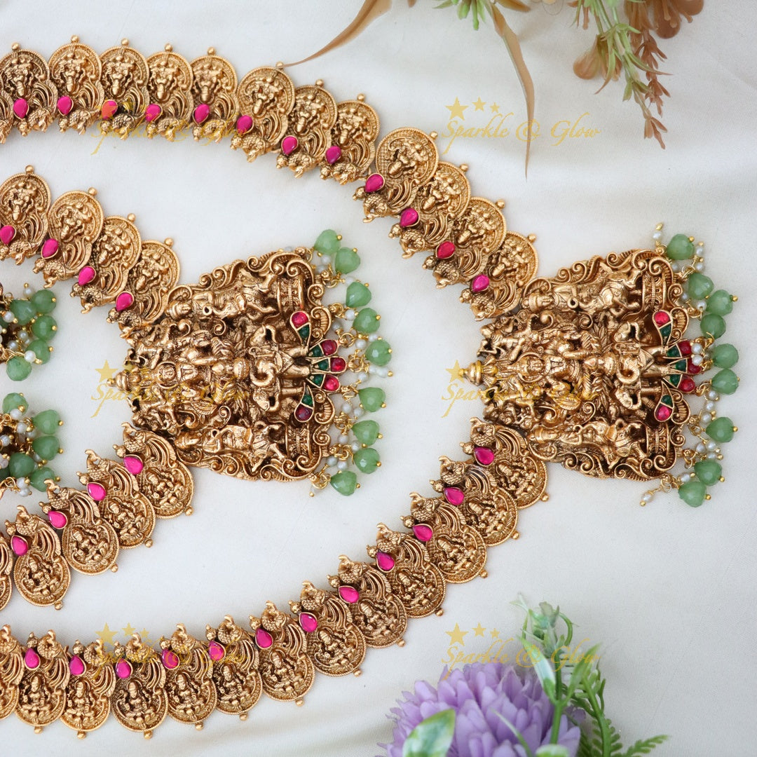 Exquisite Gold Temple Bridal Necklace Set for Weddings
