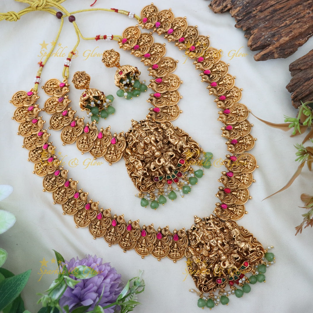 Exquisite Gold Temple Bridal Necklace Set for Weddings
