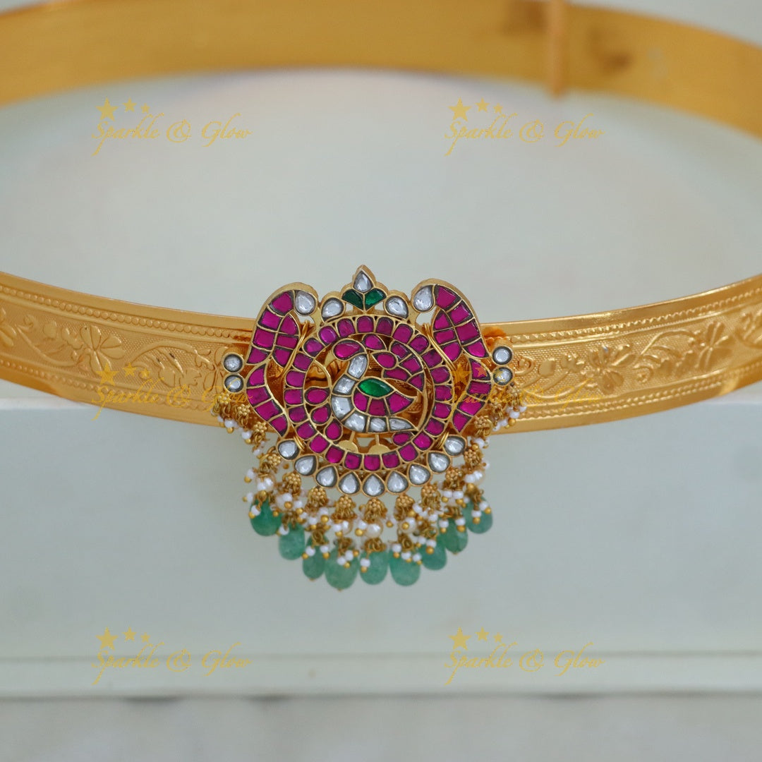 Elegant Gold Plated Kundan Hip Belt for Weddings