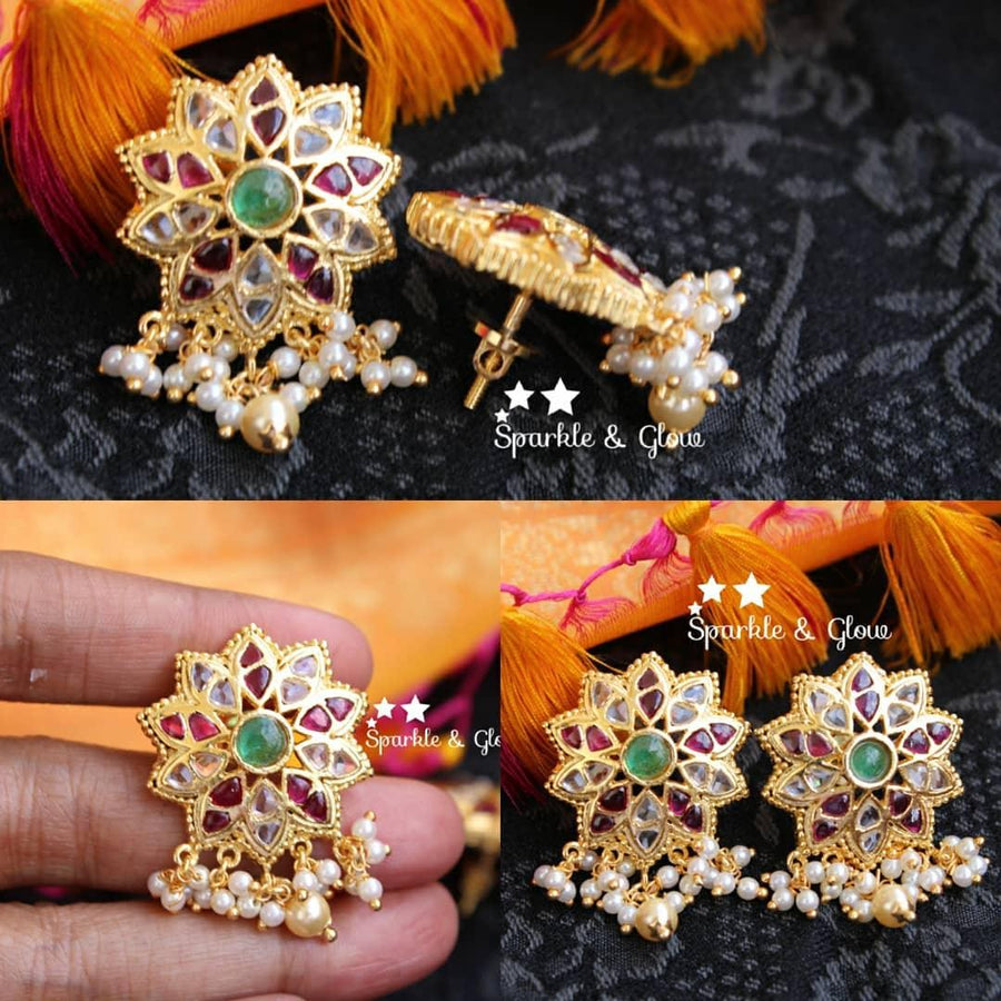 Flower deisgn crafted with kemp stones stud - Sparkle and Glow