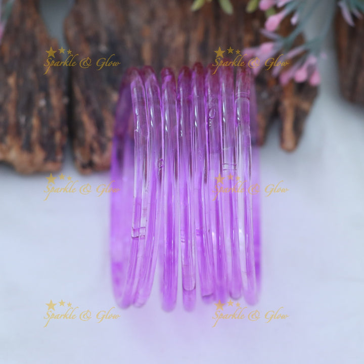 Exquisite Jelly Glass Bangles for Festive Charm-set of 8 bangles | Sparkle & Glow