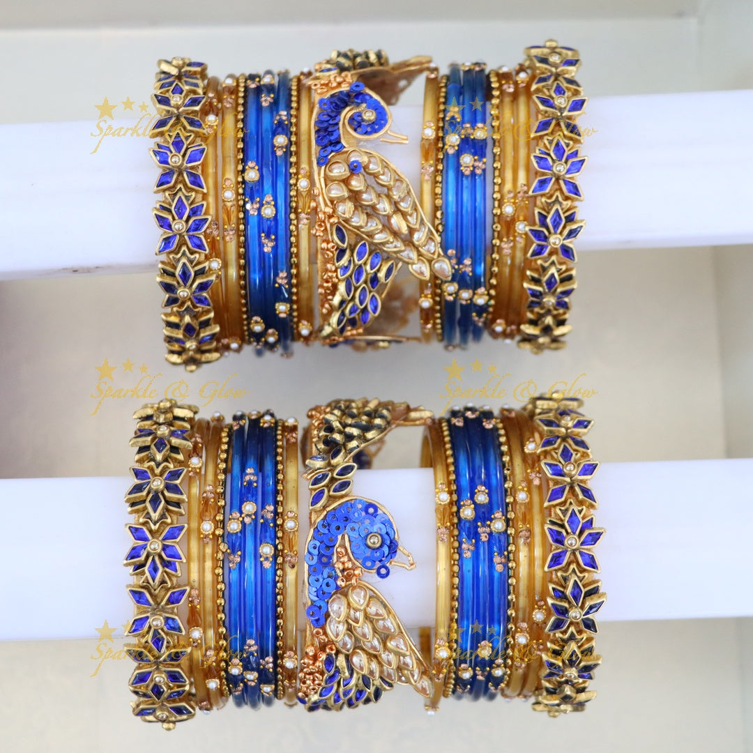 Exquisite Peacock Bridal Bangle Set | Premium Silk Thread