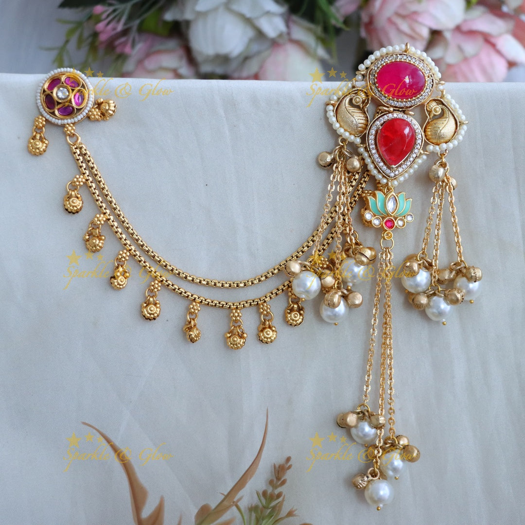 Kashmiri Earring and Earchain Combo for Glamorous Style