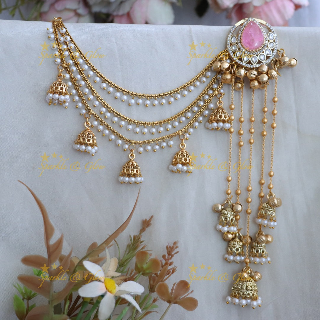 Elegant Half Moon Earrings with Earchain Combo