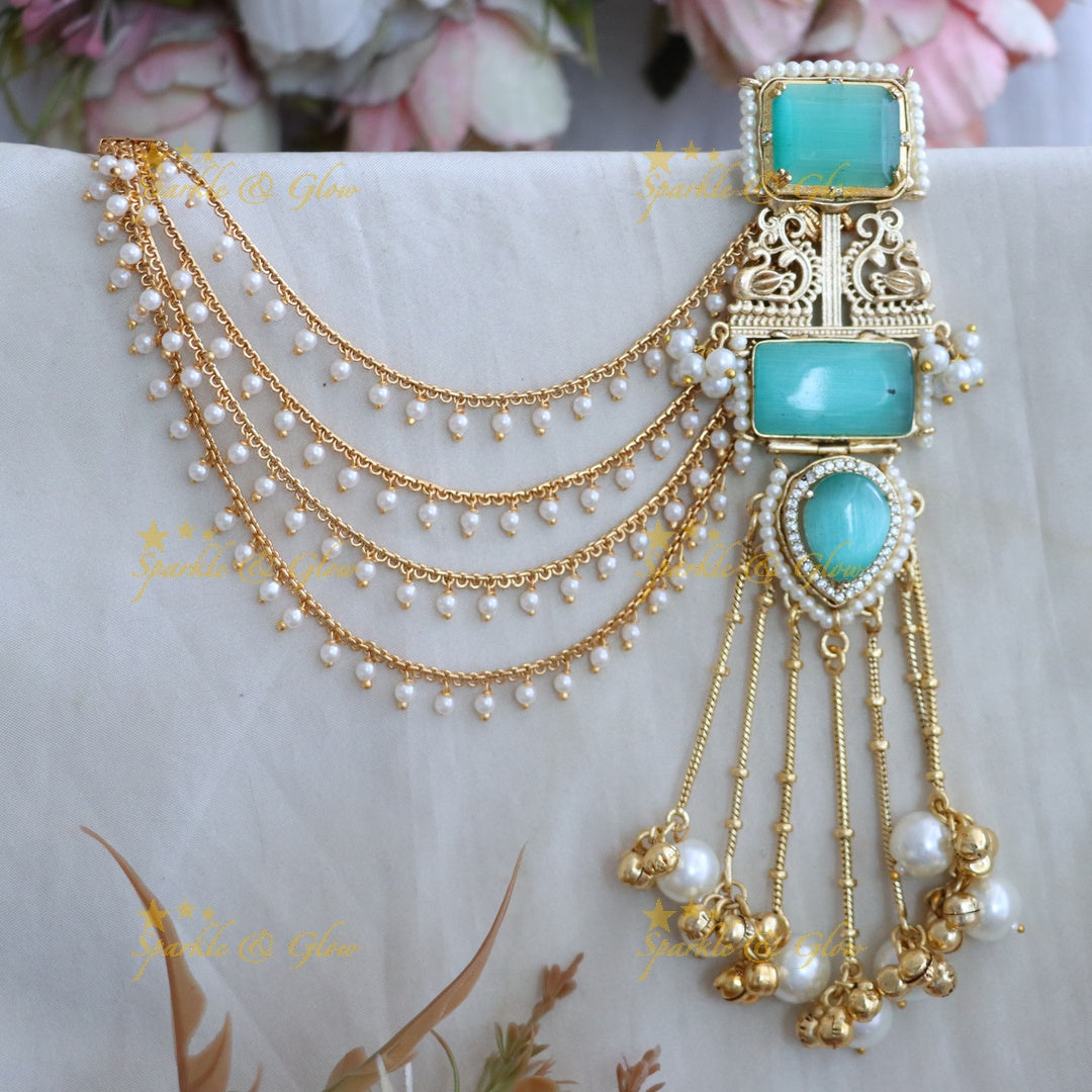 Exquisite Peacock & Floral Earring Chain Set