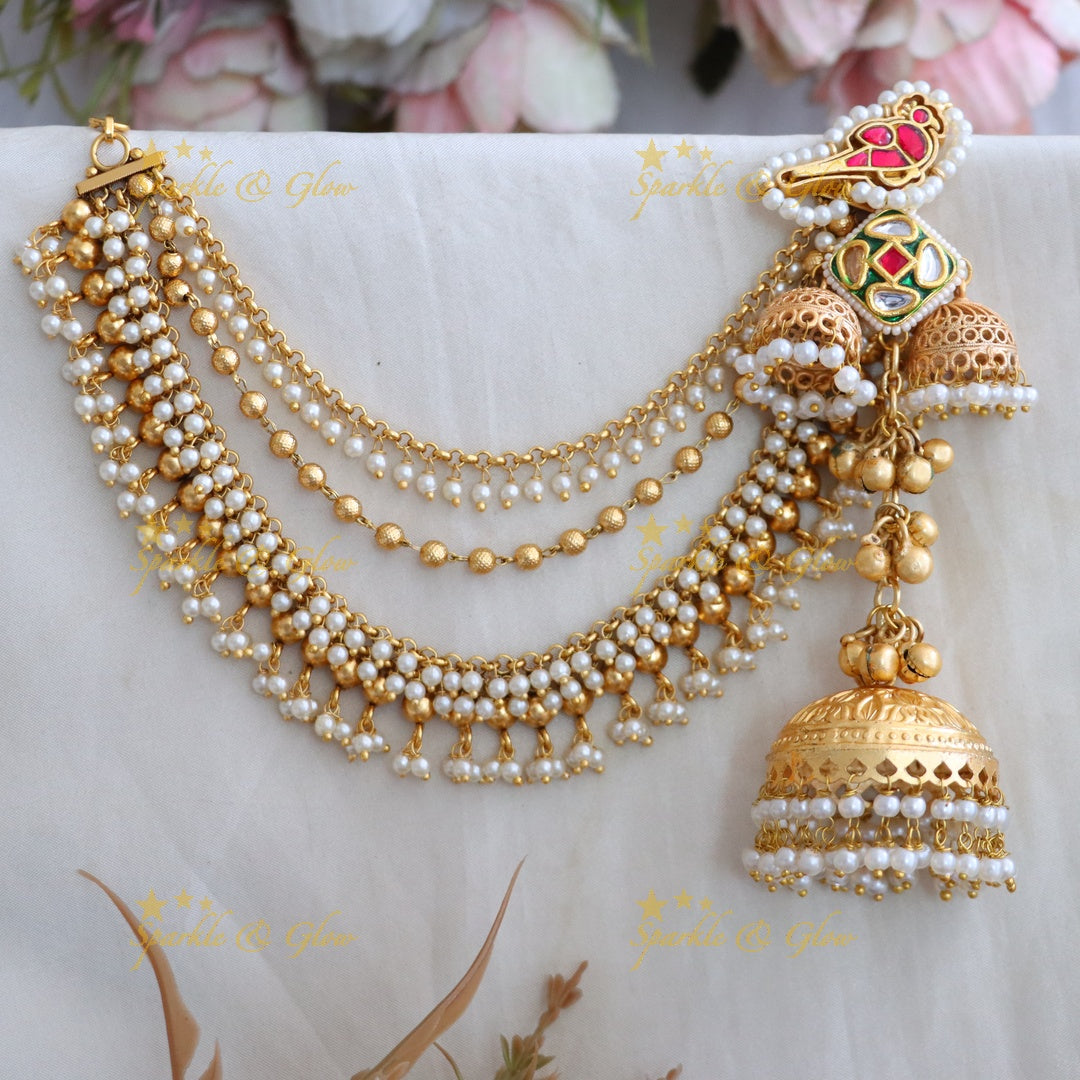 Elegant Kashmiri Earring & Earchain Combo - Premium Design