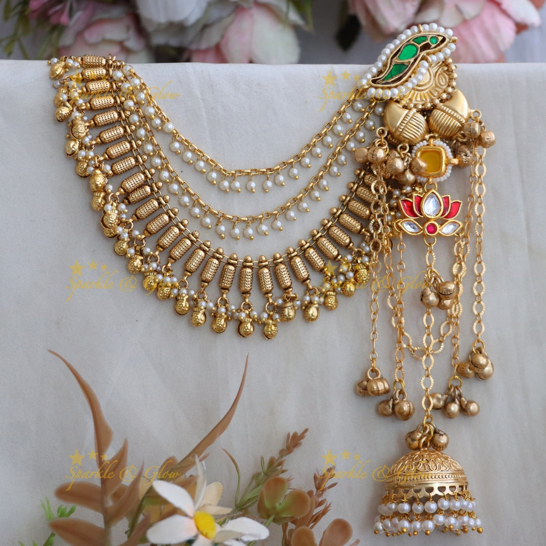Elegant Timeless Kashmiri Earrings with Earchain Combo