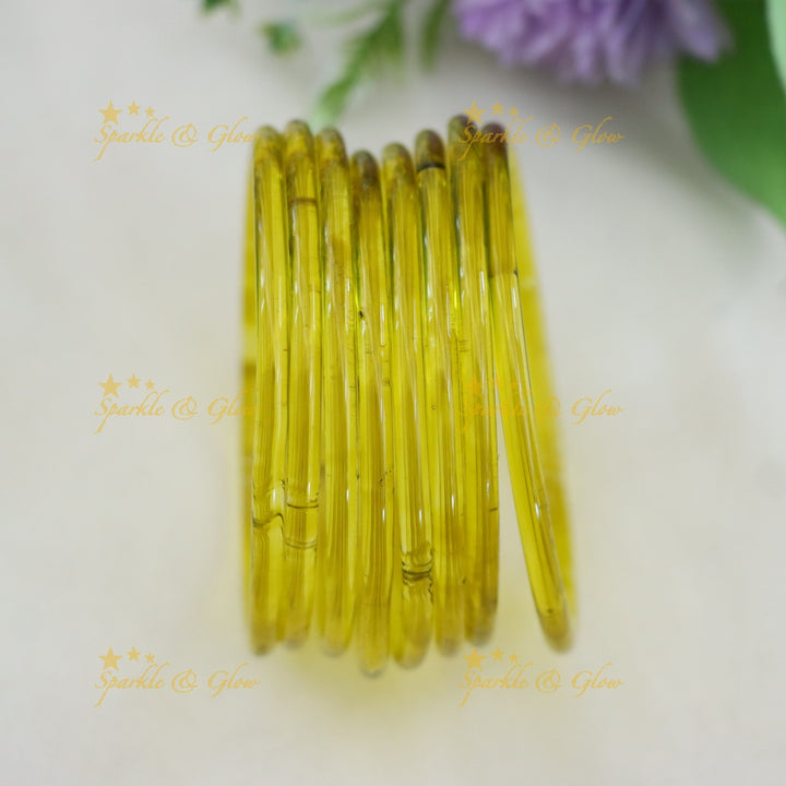Exquisite Jelly Glass Bangles for Festive Charm-set of 8 bangles | Sparkle & Glow