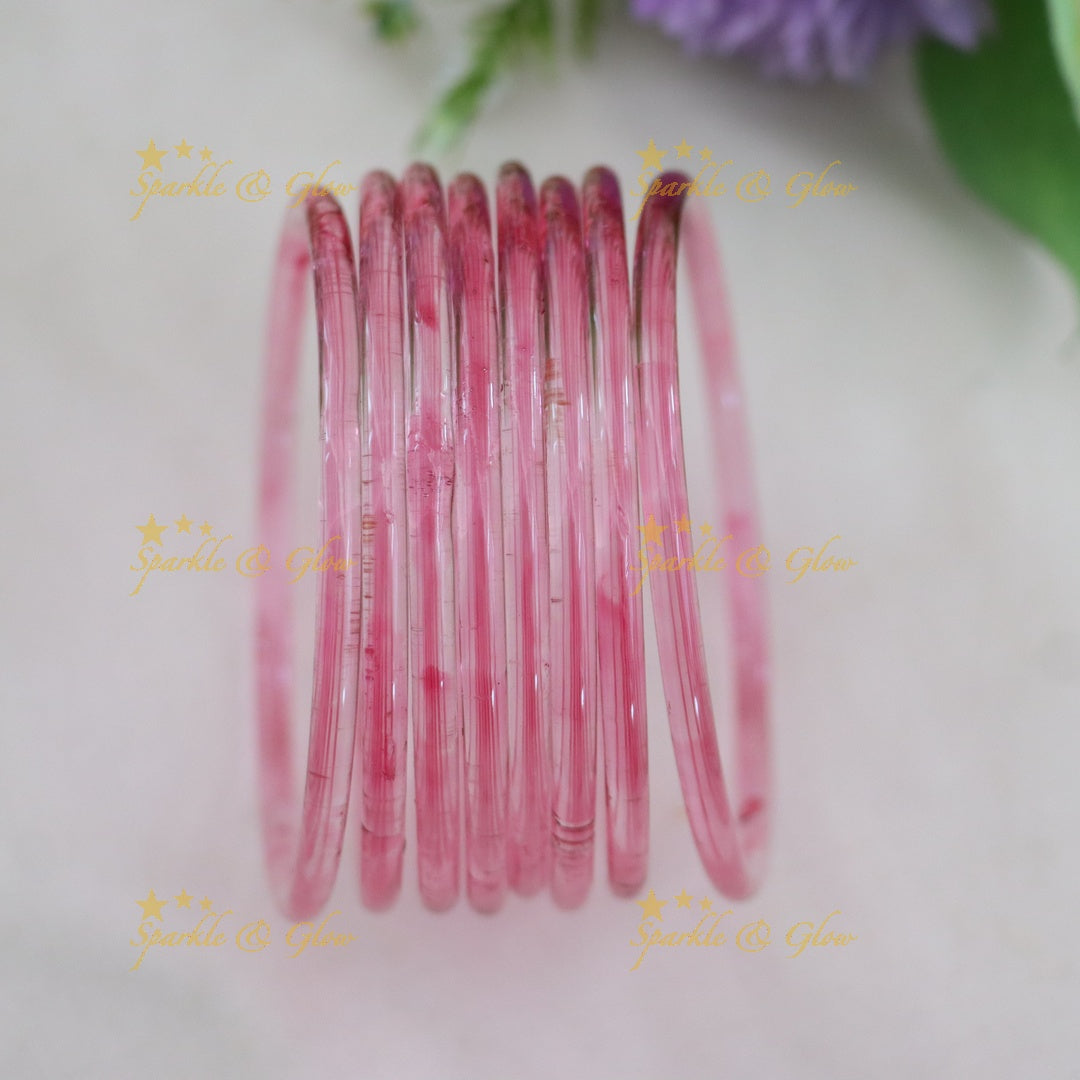 Exquisite Jelly Glass Bangles for Festive Charm-set of 8 bangles | Sparkle & Glow