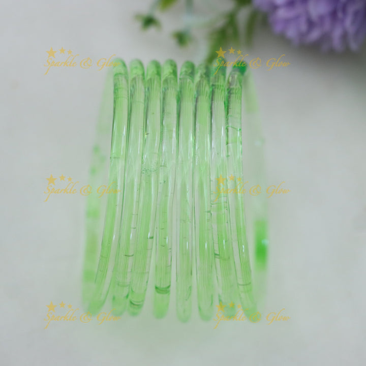 Exquisite Jelly Glass Bangles for Festive Charm-set of 8 bangles | Sparkle & Glow