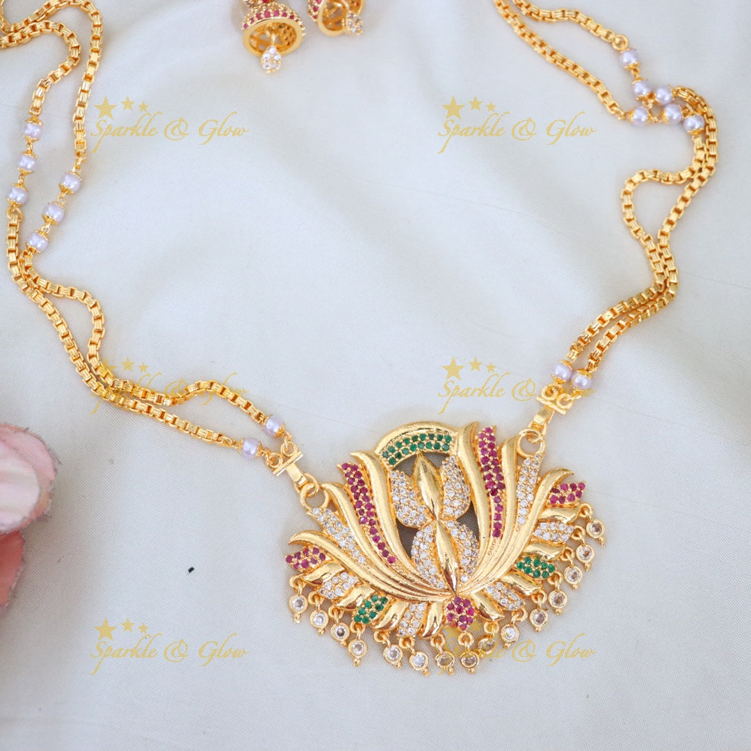 Elegant Gold Lotus Haram for Festive Celebrations