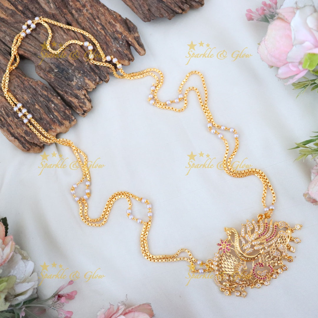 Elegant Peacock Pearl Necklace for Weddings & Festivals