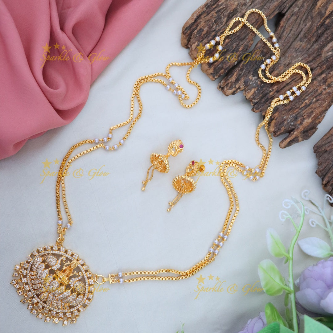 Elegant Temple Long Necklace Set - Perfect for Weddings