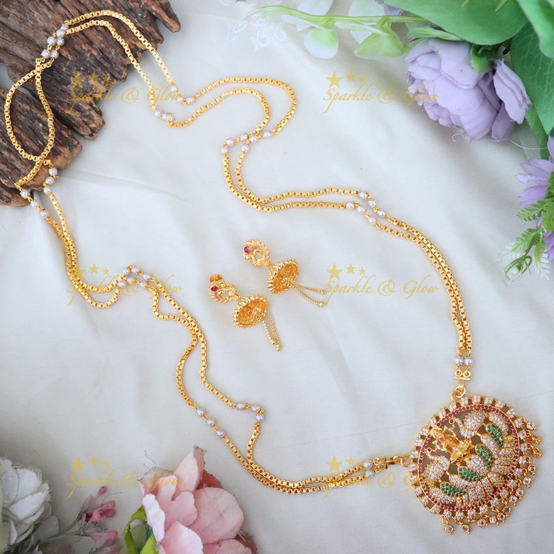Elegant Temple Long Necklace Set - Perfect for Weddings
