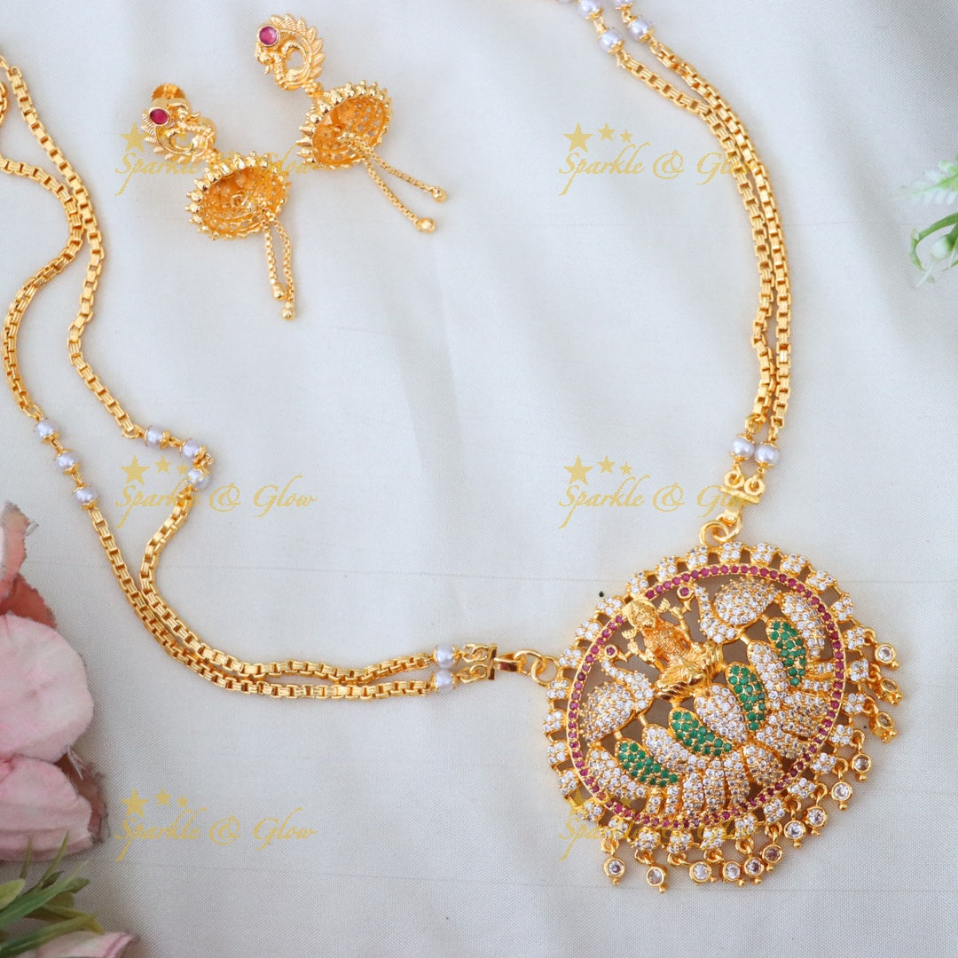 Elegant Temple Long Necklace Set - Perfect for Weddings