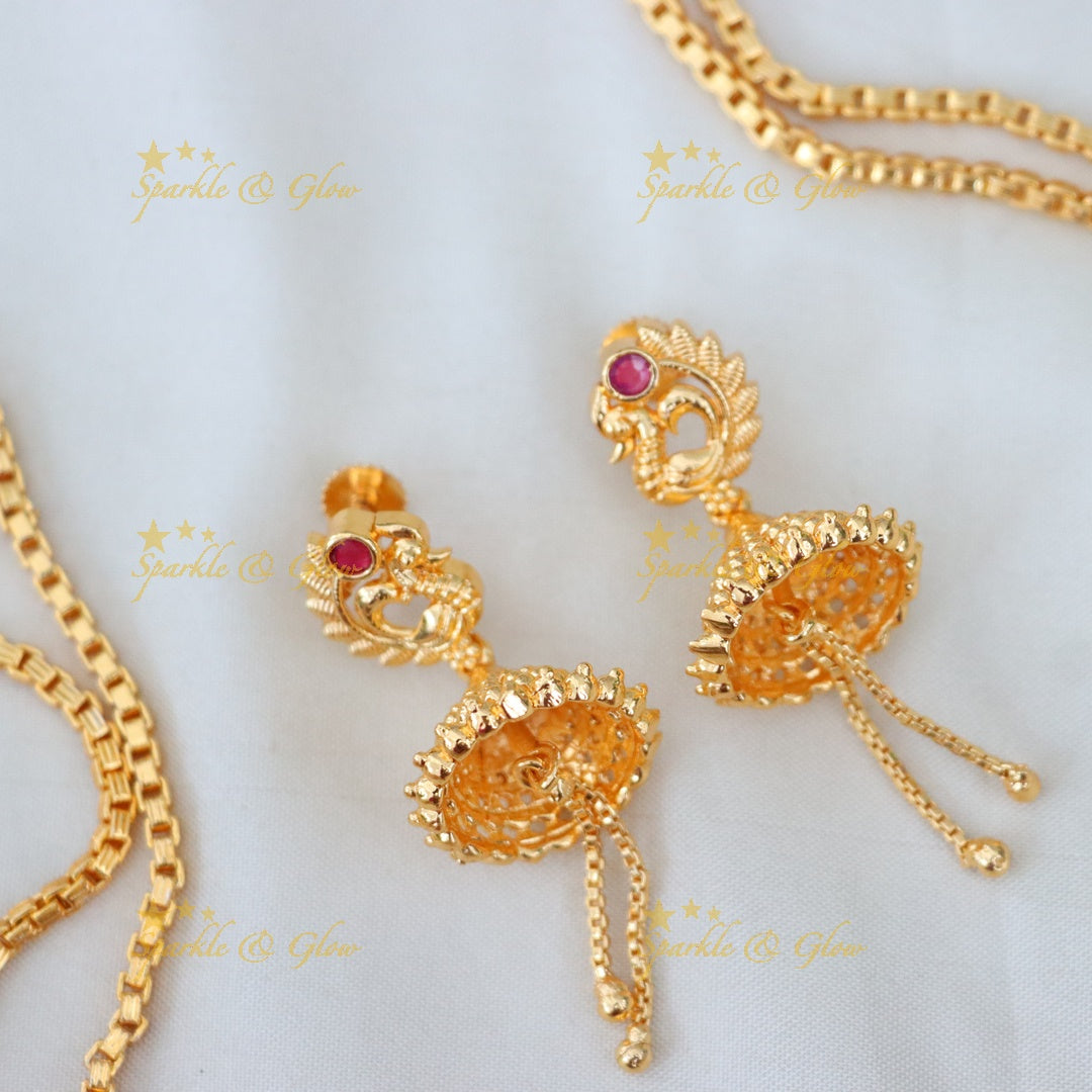 Elegant Temple Long Necklace Set - Perfect for Weddings