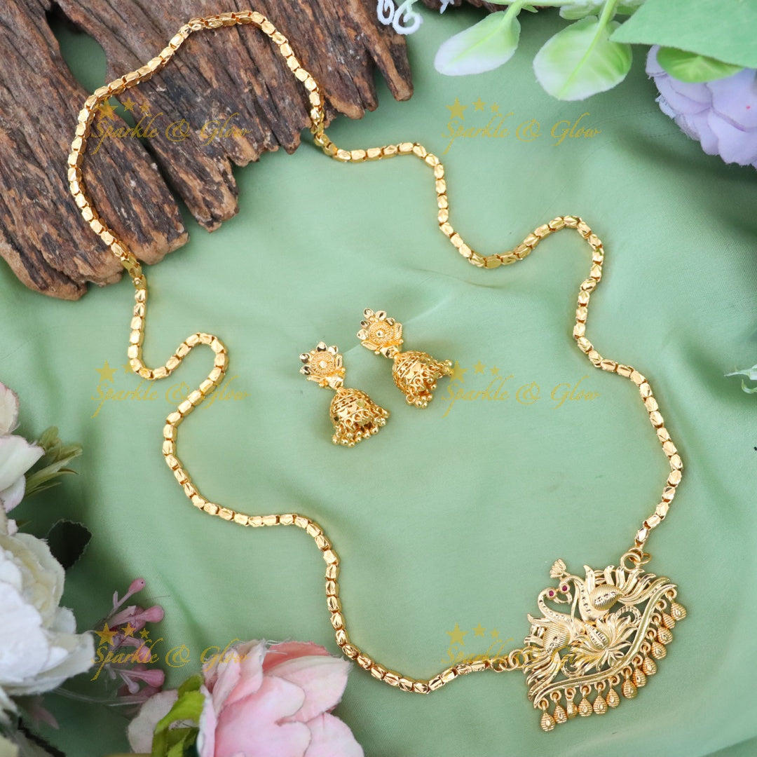 Microgold Wedding Long Necklace Set - Elegant Design