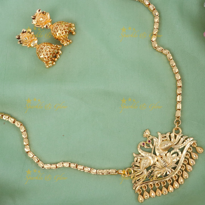 Microgold Wedding Long Necklace Set - Elegant Design