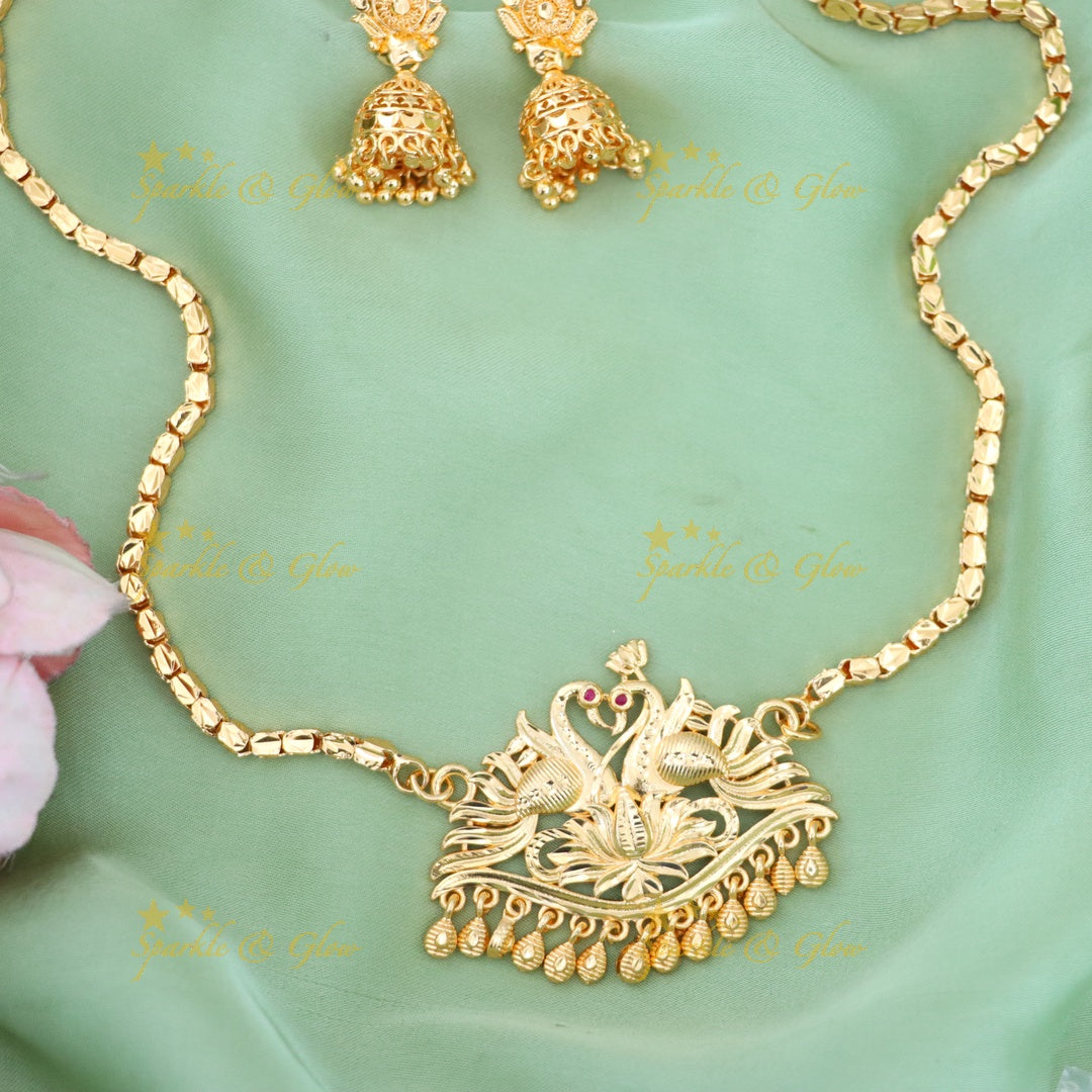 Microgold Wedding Long Necklace Set - Elegant Design
