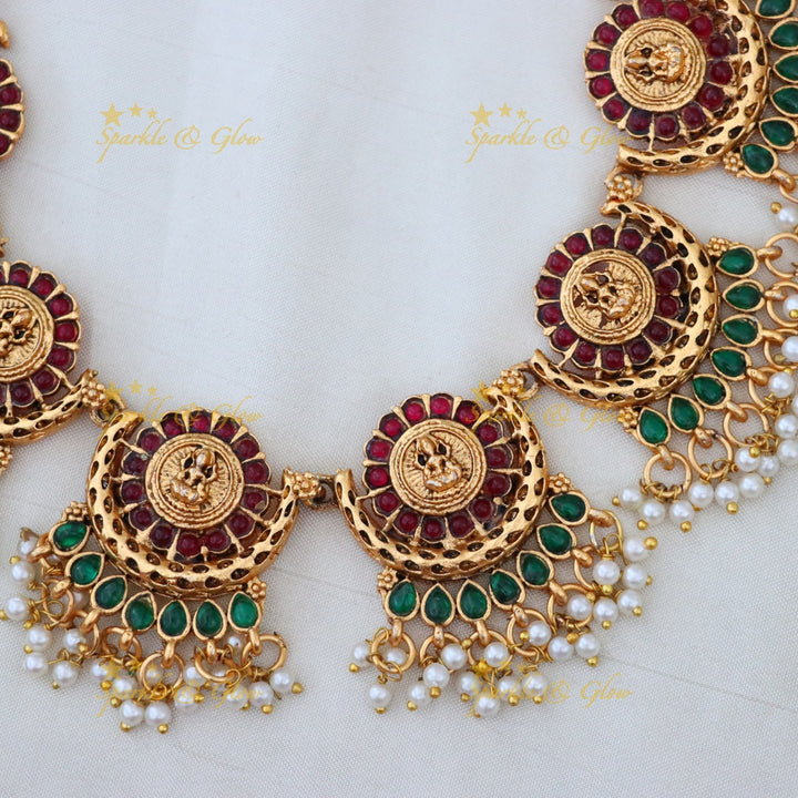 Elegant Gold Necklace with Gemstone and Pearl Accents