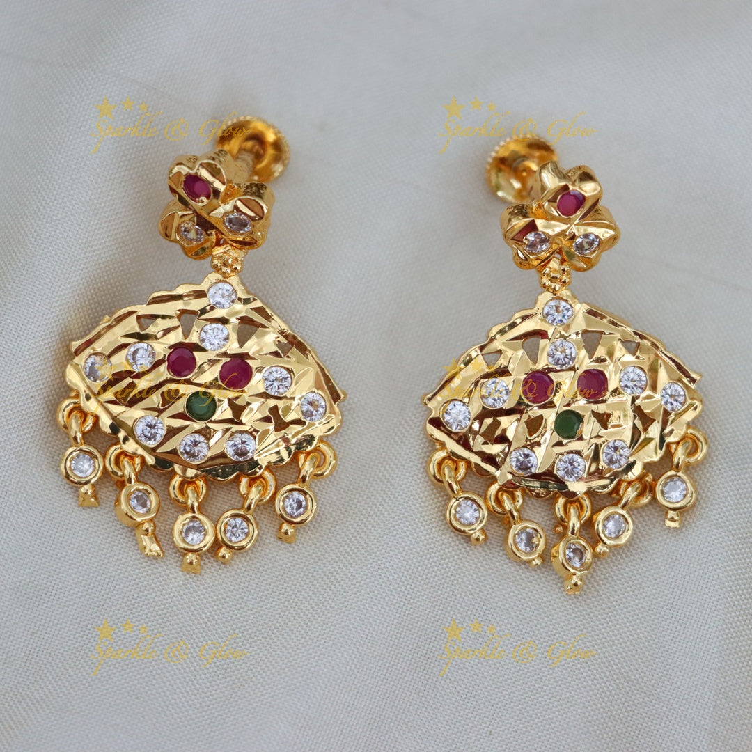 Elegant Panchaloham Necklace Set with Stones